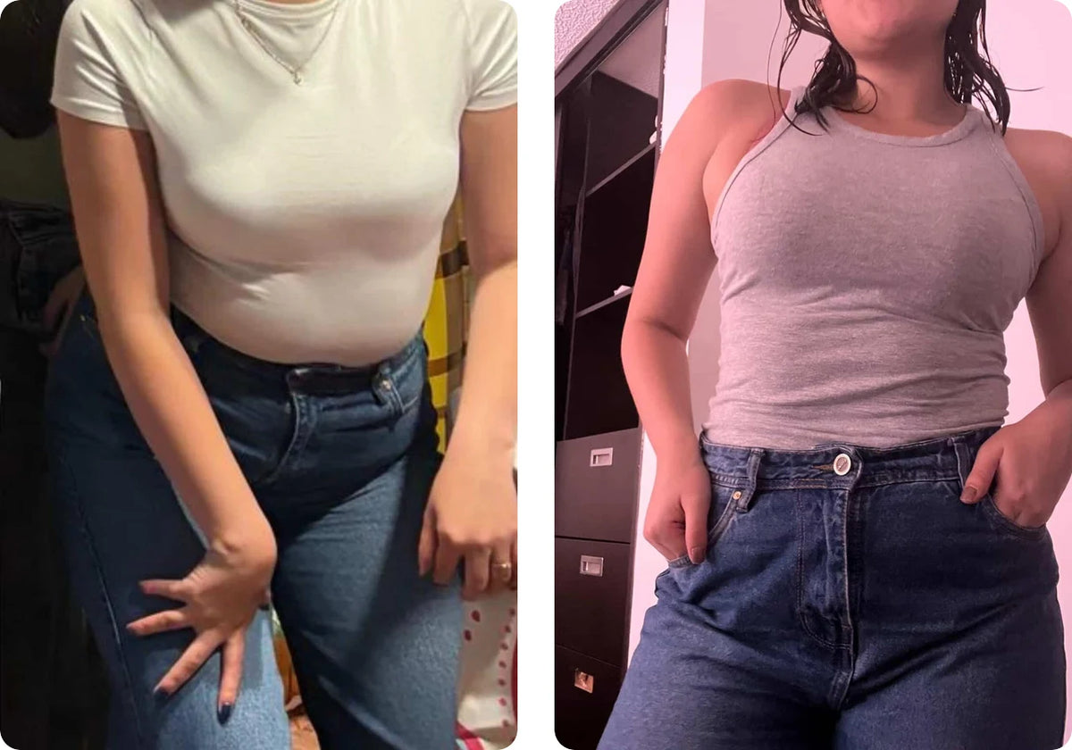 Antes y después de Stephania Gómez con el Kit Reduce